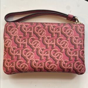 Coach Pink Monogram Wristlet Clutch